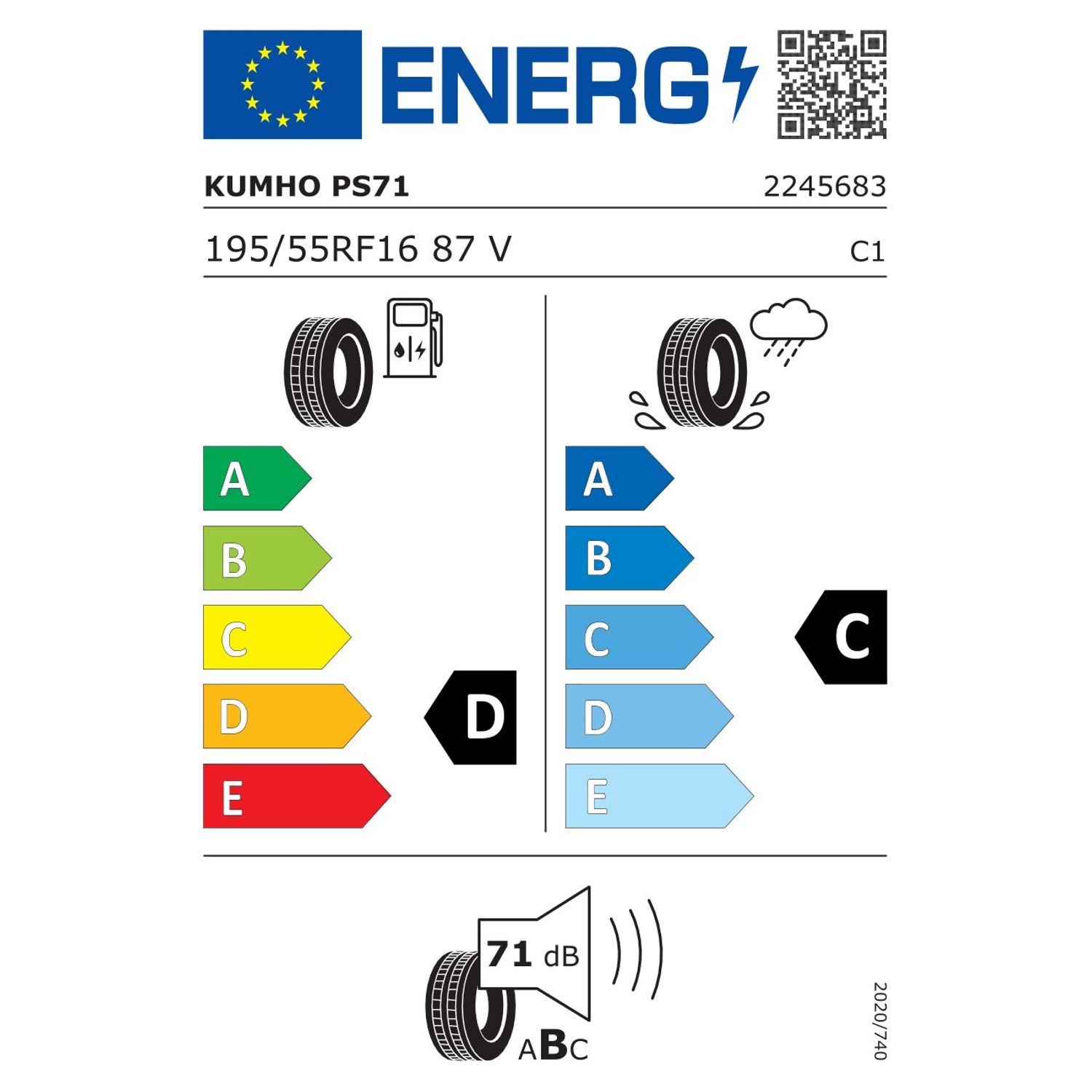 Anvelopa Vara Kumho Ecsta PS71 195/55R16, 87V Runflat fotografia produsului View 2 L