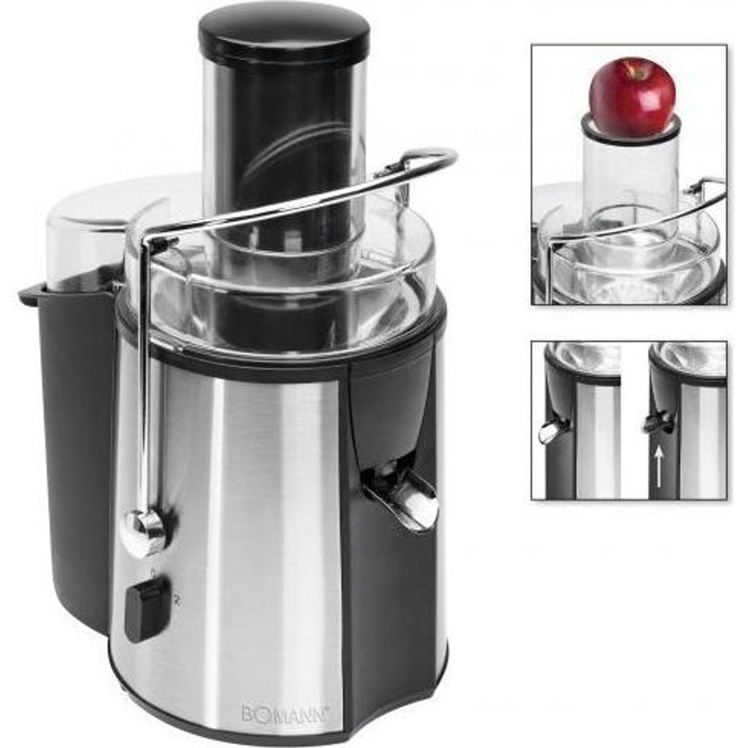 Storcator de fructe Bomann AE 1917, 1000 W, 2 viteze, Negru/inox fotografia produsului View 2 L