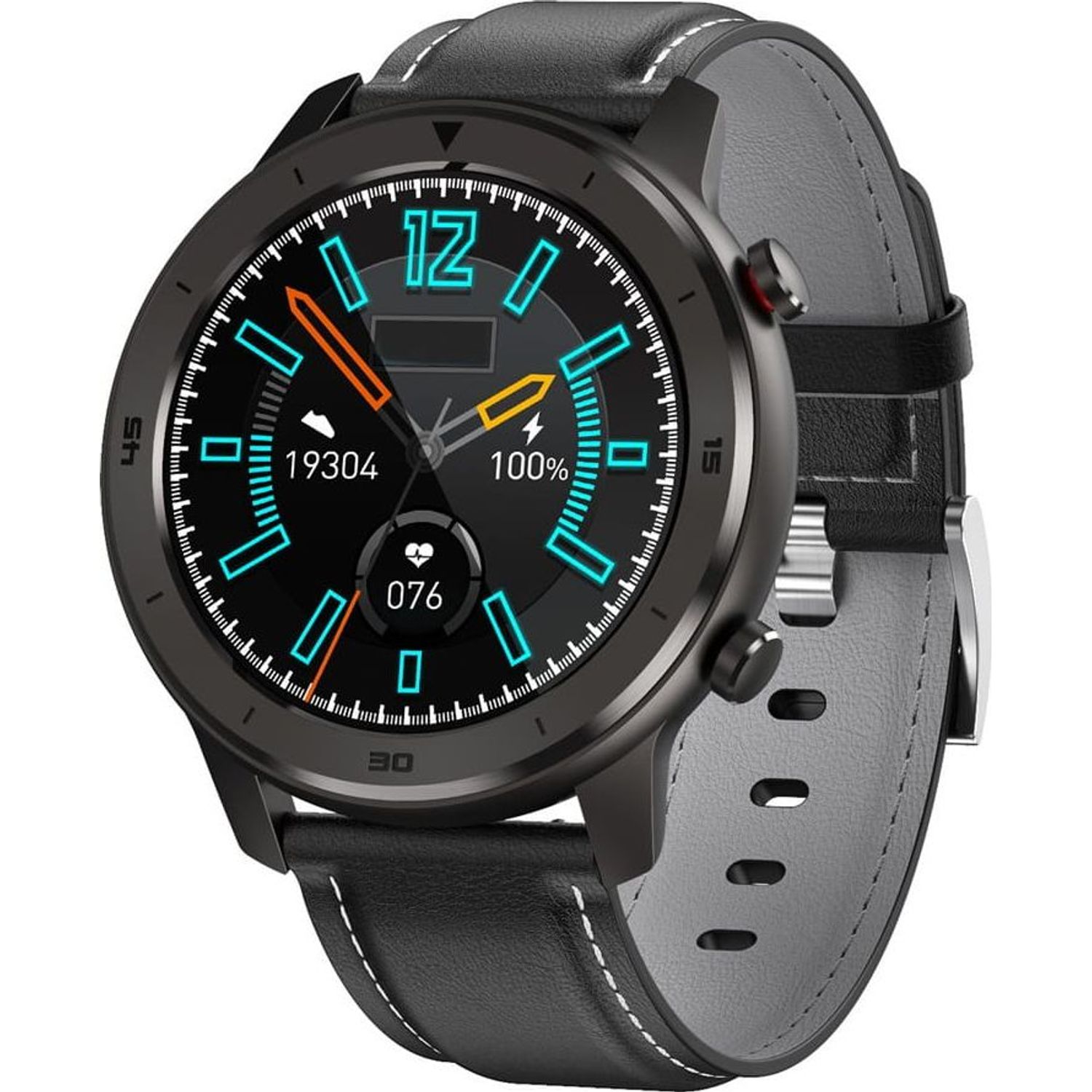 Smartwatch Garett Electronics 5S pentru barbati, piele, Negru fotografia produsului