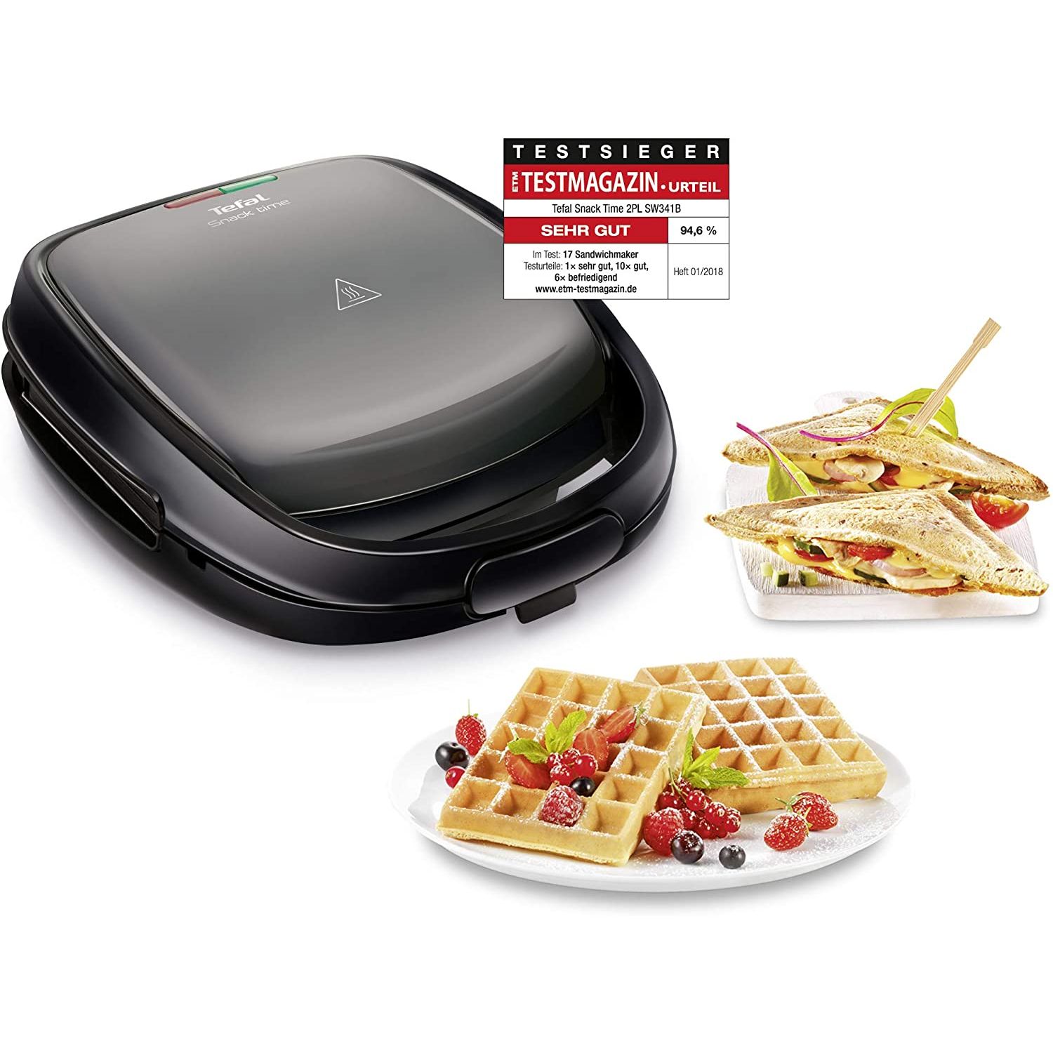 Sandwich Maker Tefal SW 341B, 700 W, Negru fotografia produsului View 2 L