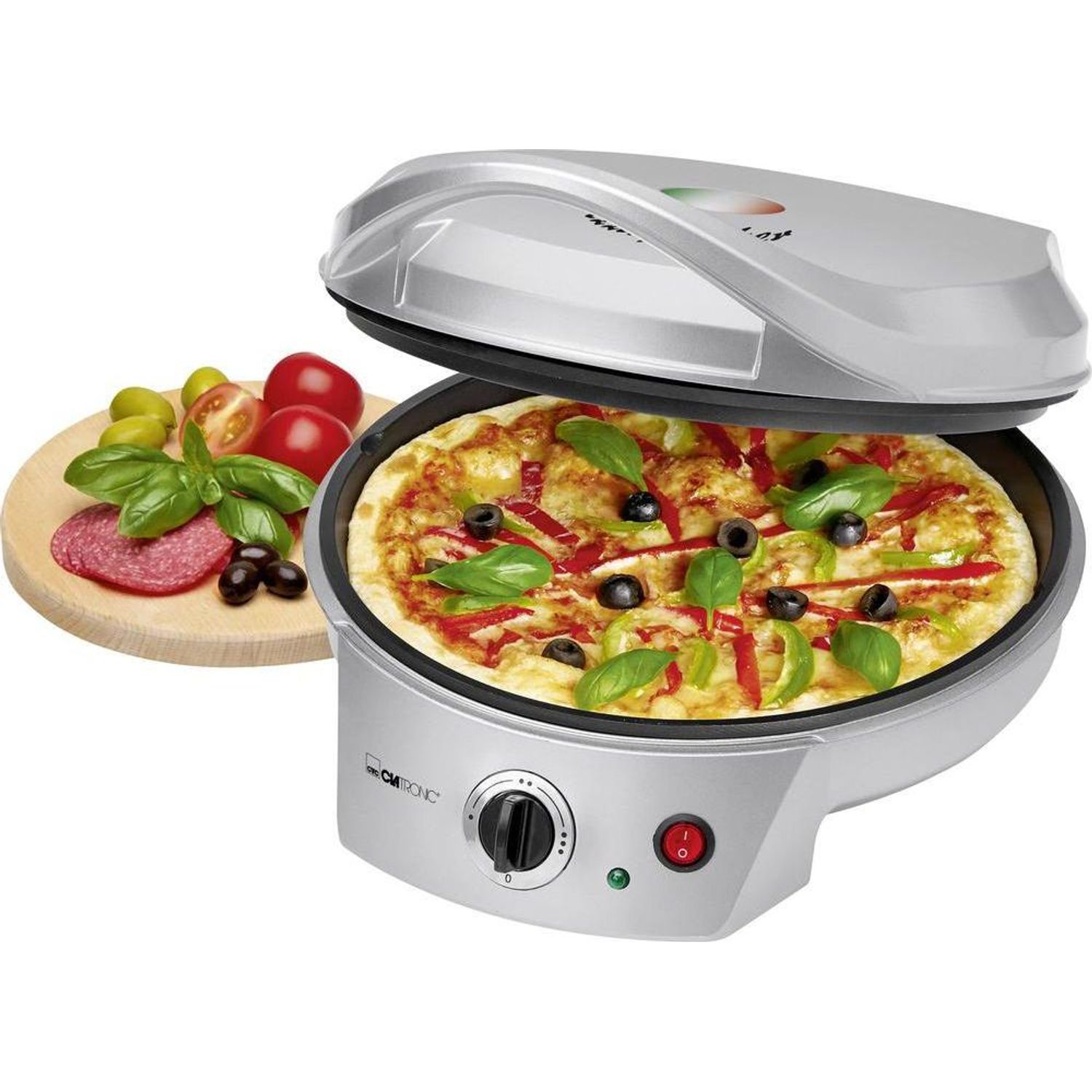 Aparat de preparat pizza Clatronic PM 3622, 1800 W, Argintiu fotografia produsului View 3 L