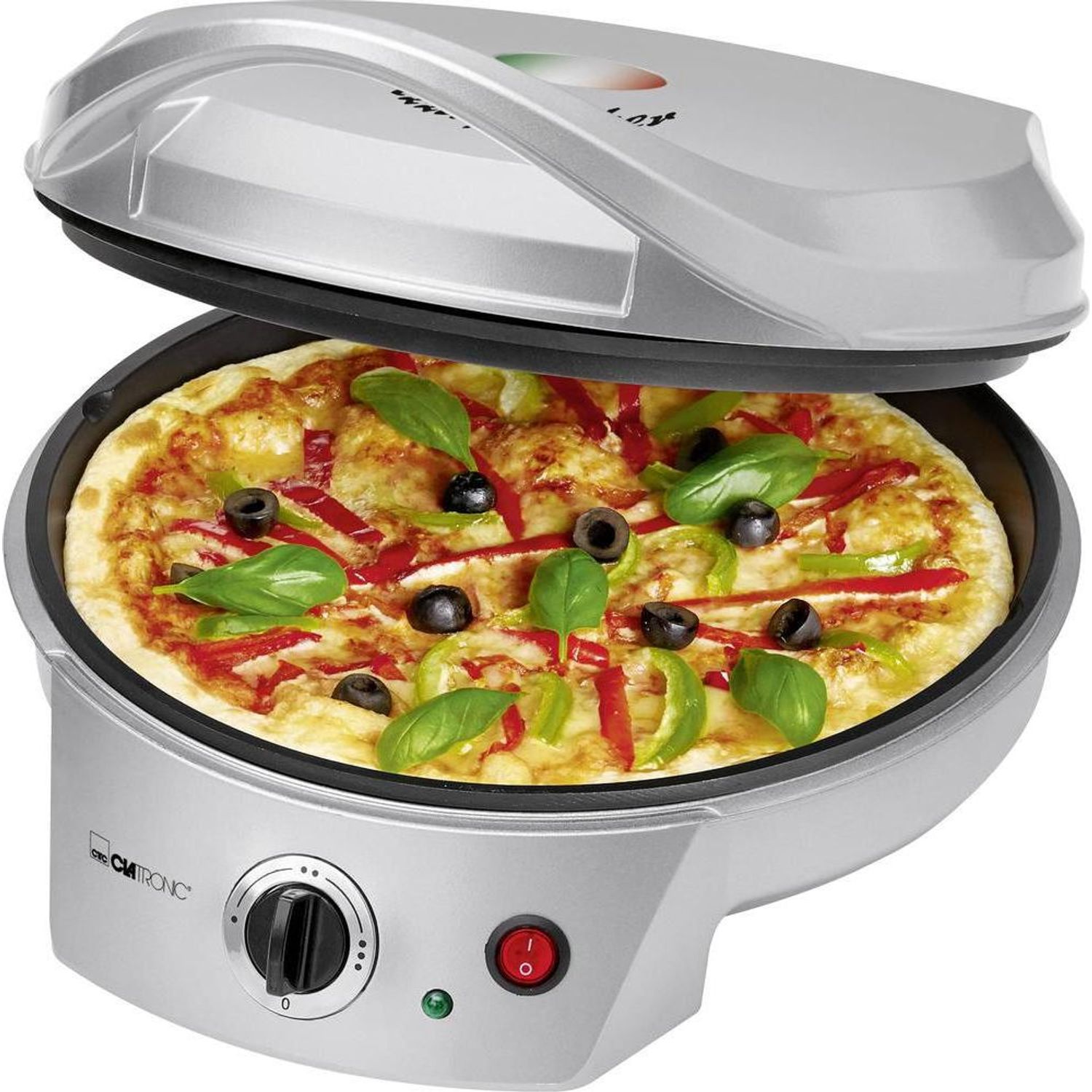 Aparat de preparat pizza Clatronic PM 3622, 1800 W, Argintiu fotografia produsului View 2 L
