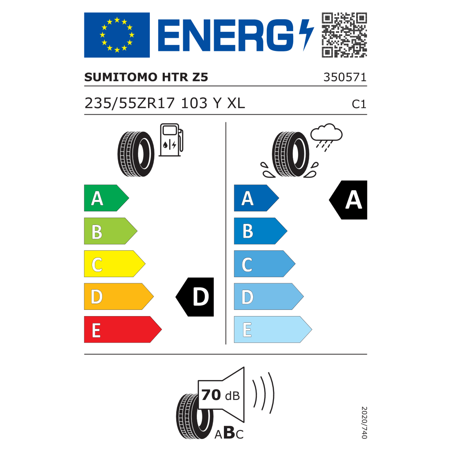 Anvelopa Vara Sumitomo HTR Z5 235/55R17, 103Y XL fotografia produsului View 2 L