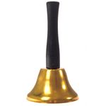 Clopotel auriu din metal, cu maner din lemn, 12cm fotografia produsului