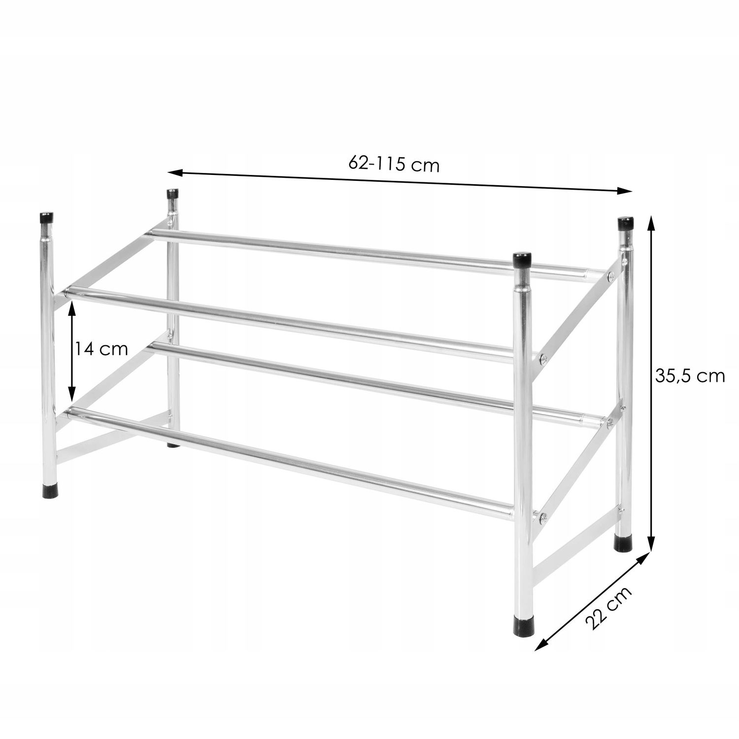 Pantofar extensibil cu 2 rafturi, 62-115cm, cromat fotografia produsului View 4 L