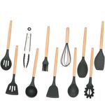 Set Sersimo 12 ustensile de bucatarie din silicon termorezistent si maner din bambus, gri fotografia produsului View 4 S
