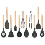 Set Sersimo 12 ustensile de bucatarie din silicon termorezistent si maner din bambus, gri fotografia produsului View 5 S
