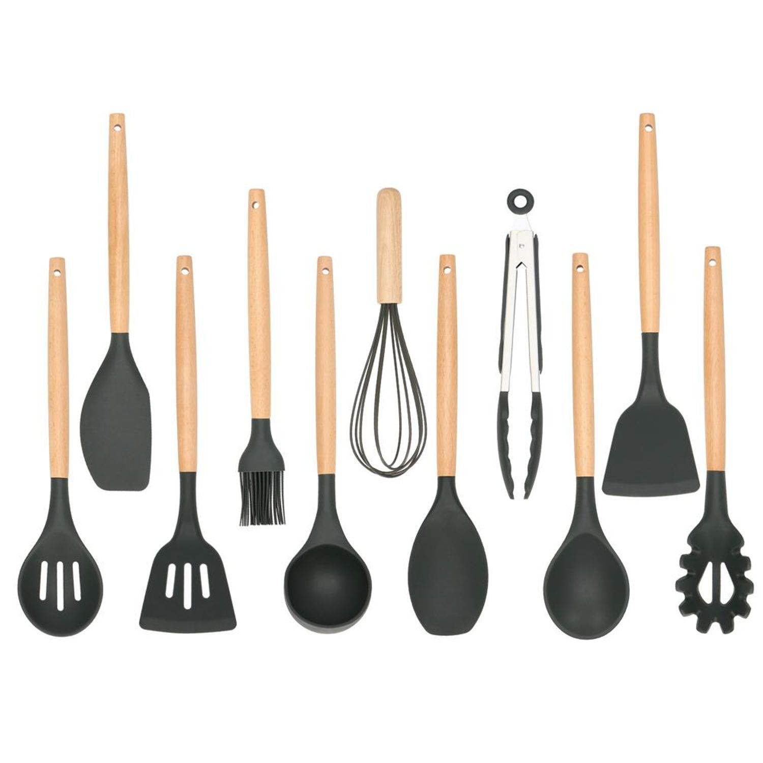 Set Sersimo 12 ustensile de bucatarie din silicon termorezistent si maner din bambus, gri fotografia produsului View 5 L