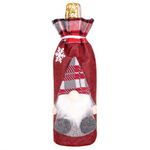 Decoratiune Sersimo Craciun, husa model gnom pentru sticle, 29cm, rosu fotografia produsului