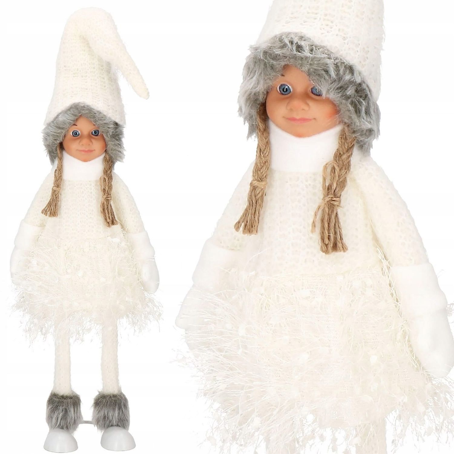 Figurina Craciun, Papusa cu impletituri, inaltime 56cm fotografia produsului View 13 L