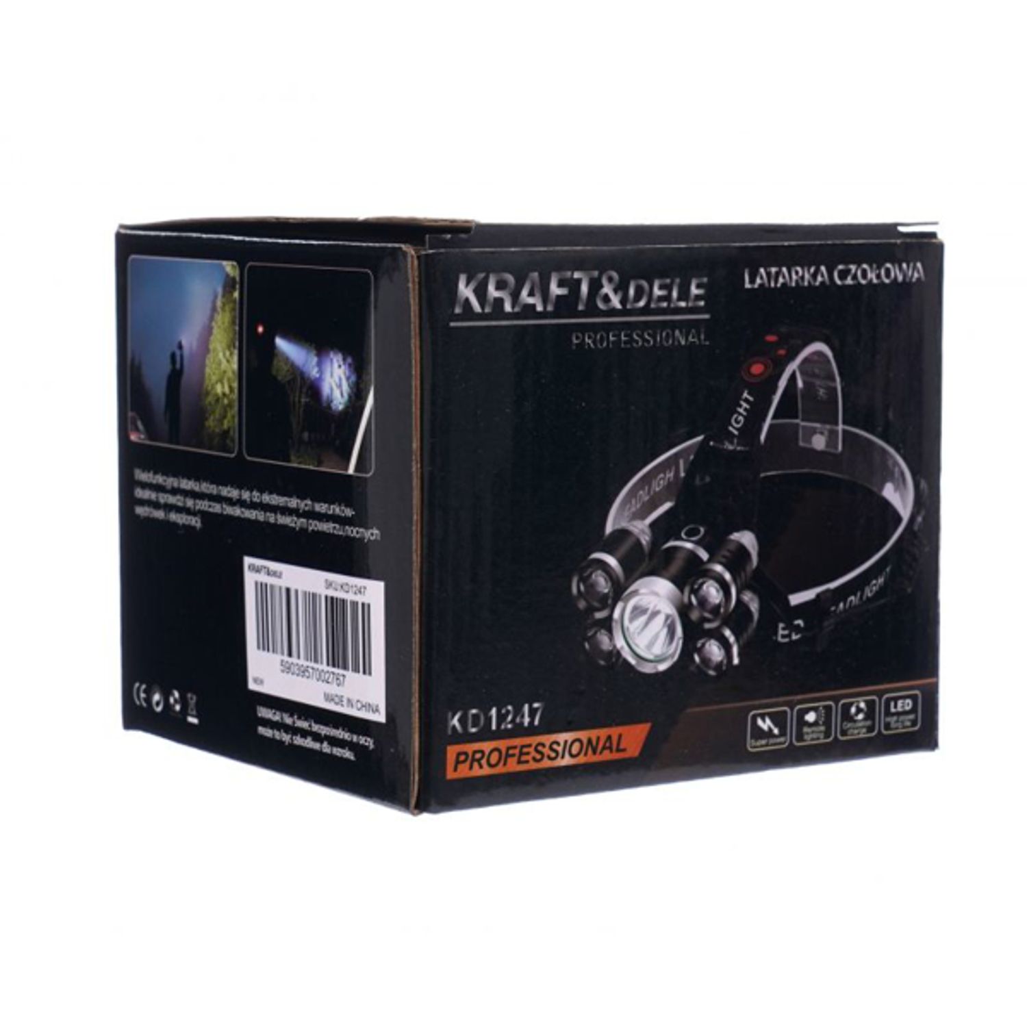 Lanterna frontala de cap, Kraft&Dele KD1247 fotografia produsului View 6 L