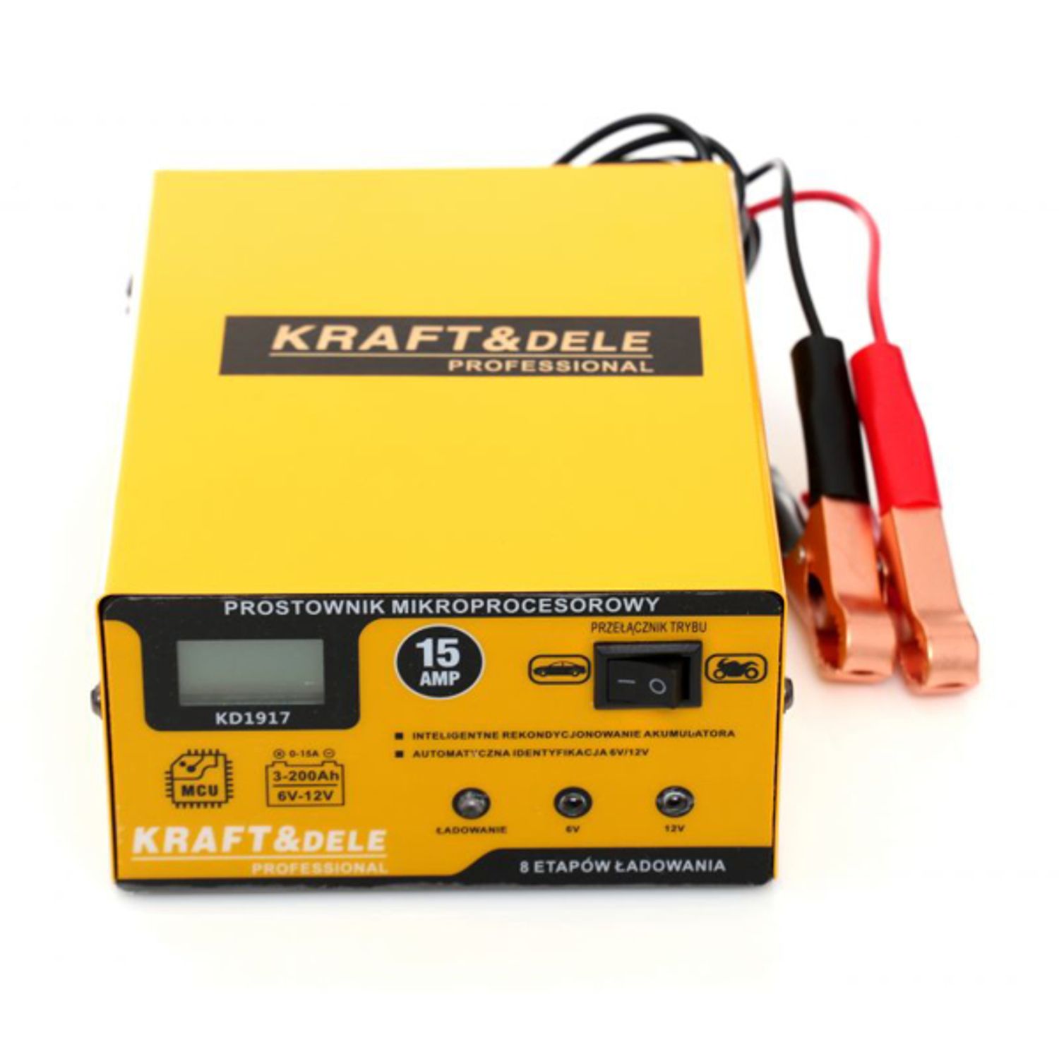 Redresor cu microprocesor, 15AMP 6/12V, Kraft&Dele KD1917 fotografia produsului View 4 L