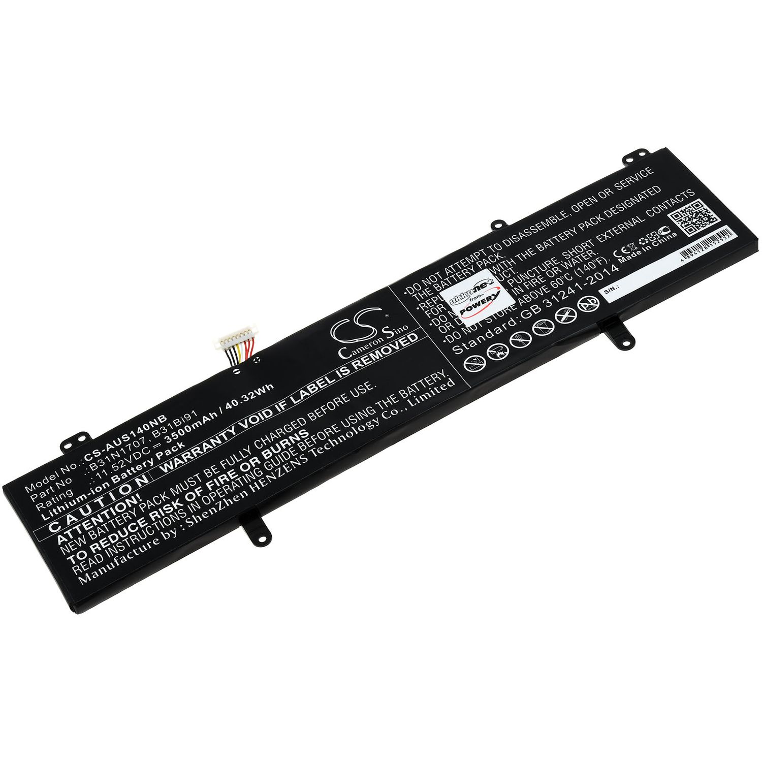 Acumulator compatibil Asus VivoBook S14 S410UN, model B31N1707 fotografia produsului