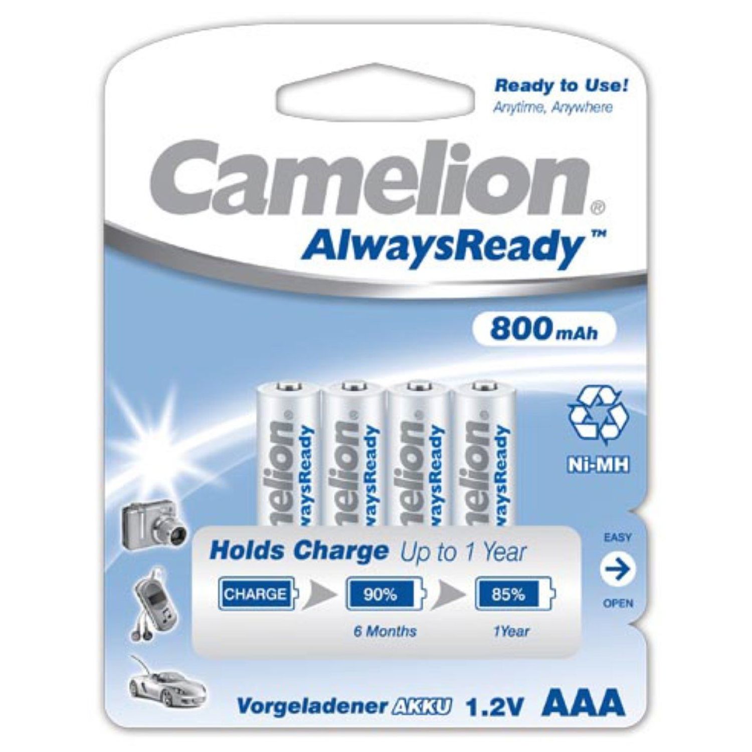 Acumulator Camelion HR03 Micro AAA AlwaysReady, Ni-MH4 buc. / blister 800mAh fotografia produsului