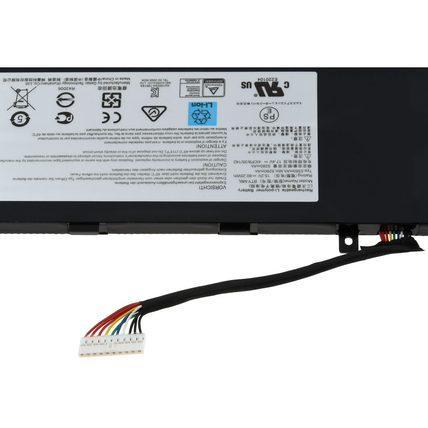 Acumulator compatibil MSI GS65 Stealth, P65 Creator 8RF, model BTY-M6L fotografia produsului View 3 L