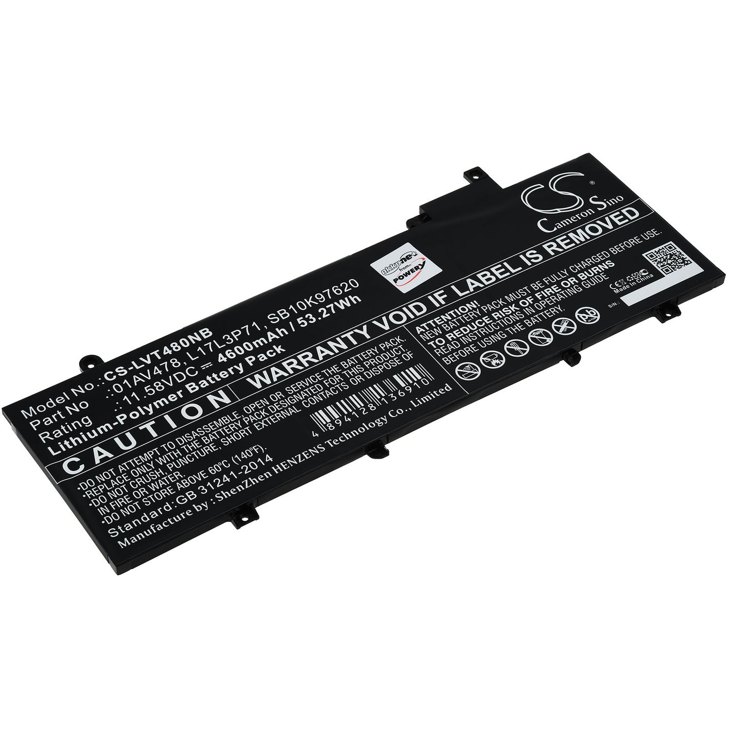 Acumulator compatibil Lenovo ThinkPad T480s seria, T480s 20L7002LCD, model L17L3P71 fotografia produsului