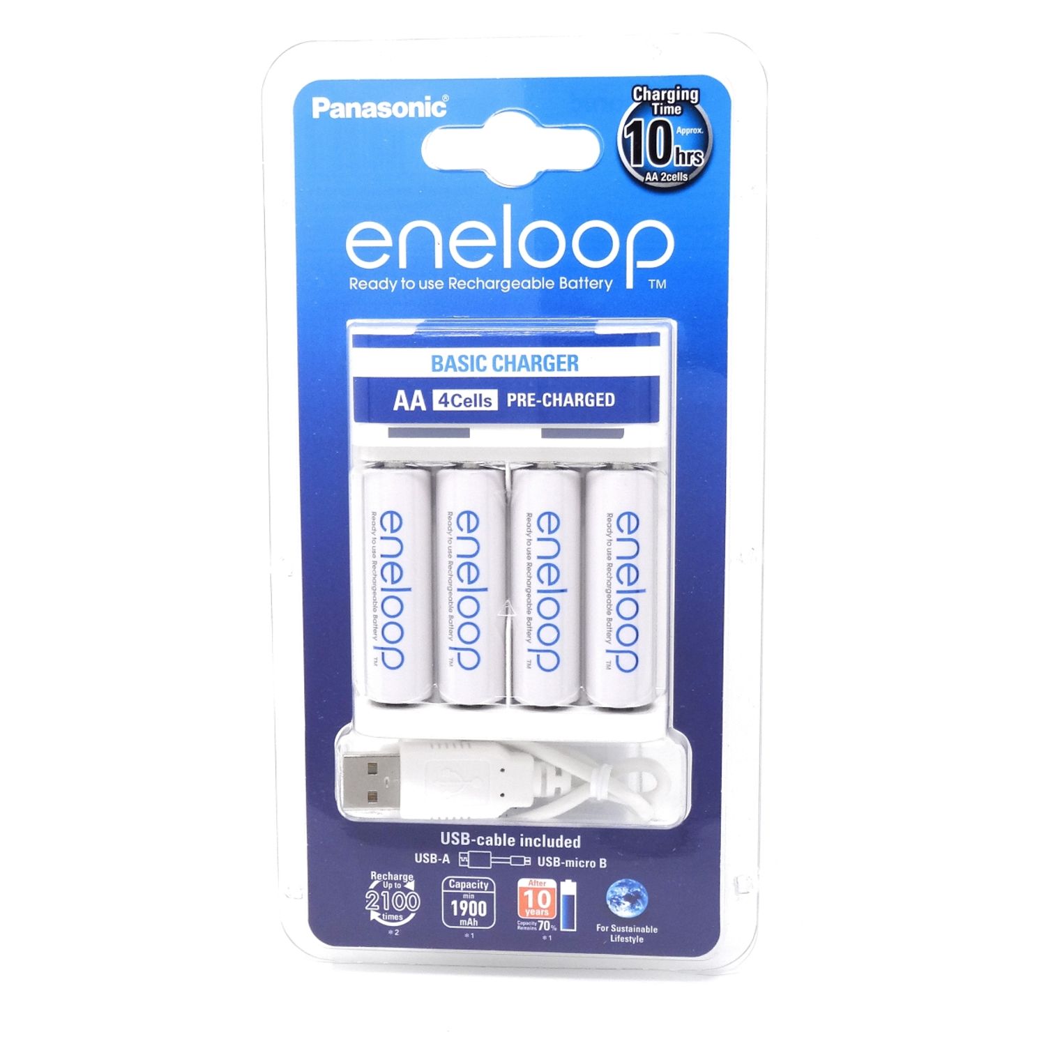 Incarcator USB Panasonic eneloop BQ-CC61USB incl. 4x AA eneloop 1,9Ah & cablu micro USB fotografia produsului