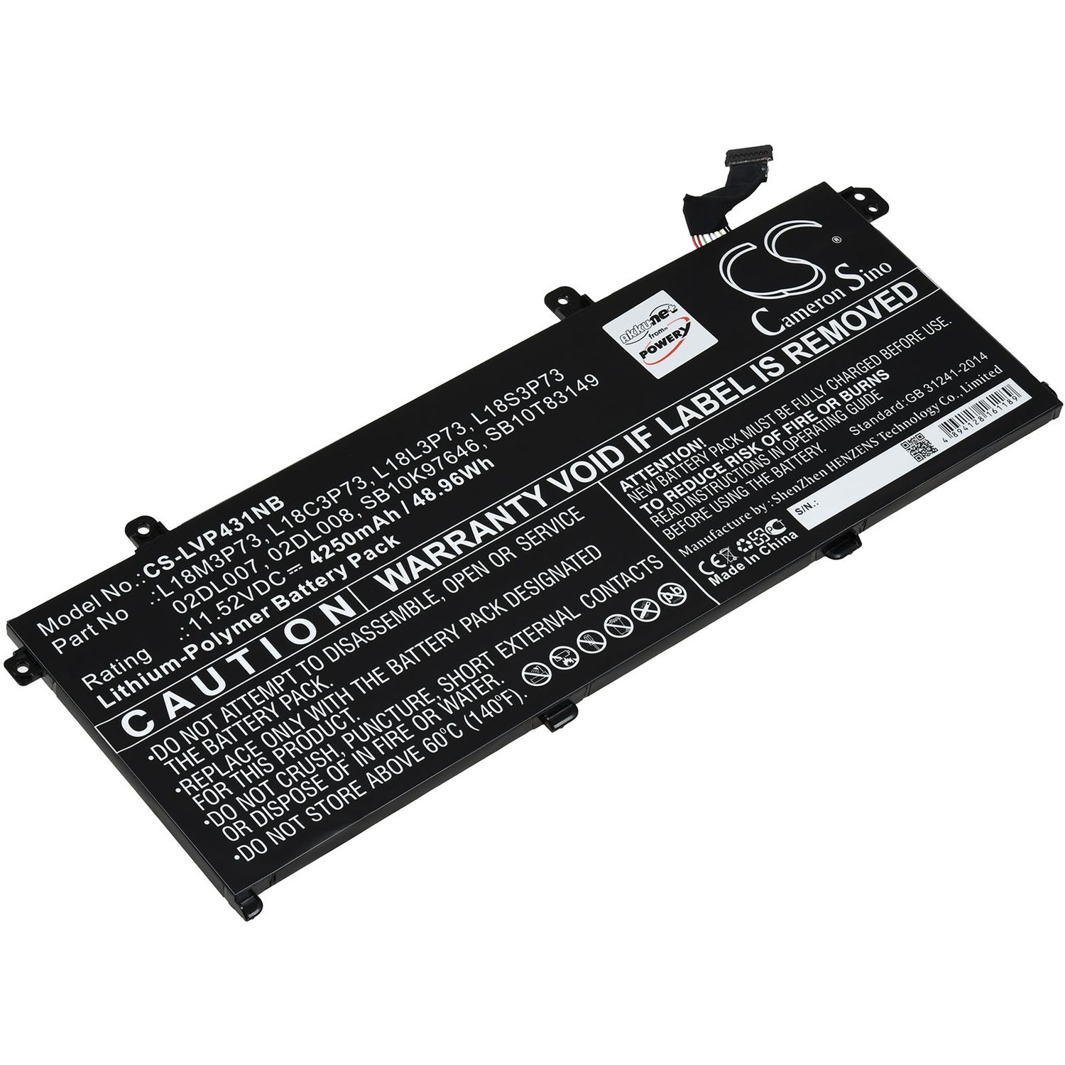 Acumulator compatibil Lenovo ThinkPad T490, model L18M3P73,  model SB10T83149 fotografia produsului
