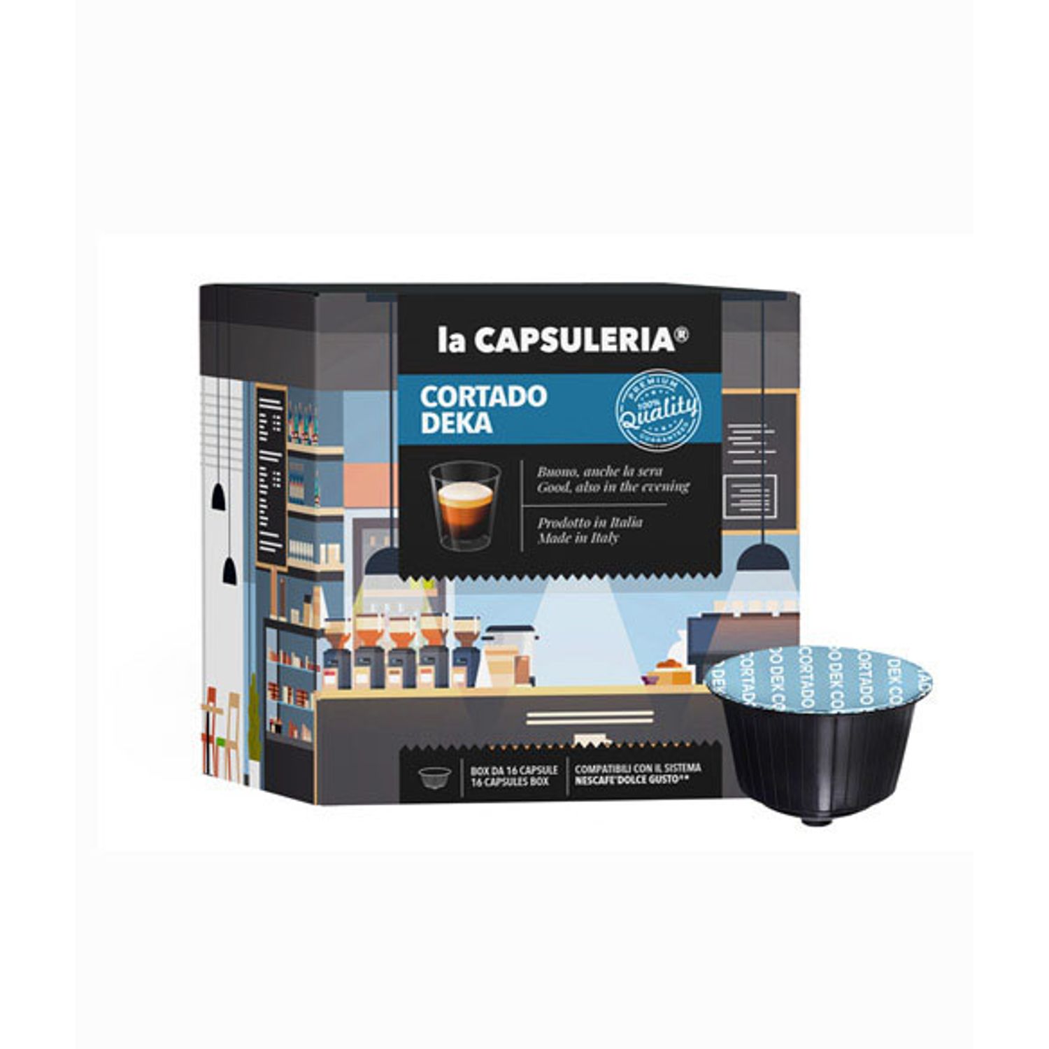 Set 96 capsule Cortado Deka, compatibile Nescafe Dolce Gusto, La Capsuleria fotografia produsului View 2 L