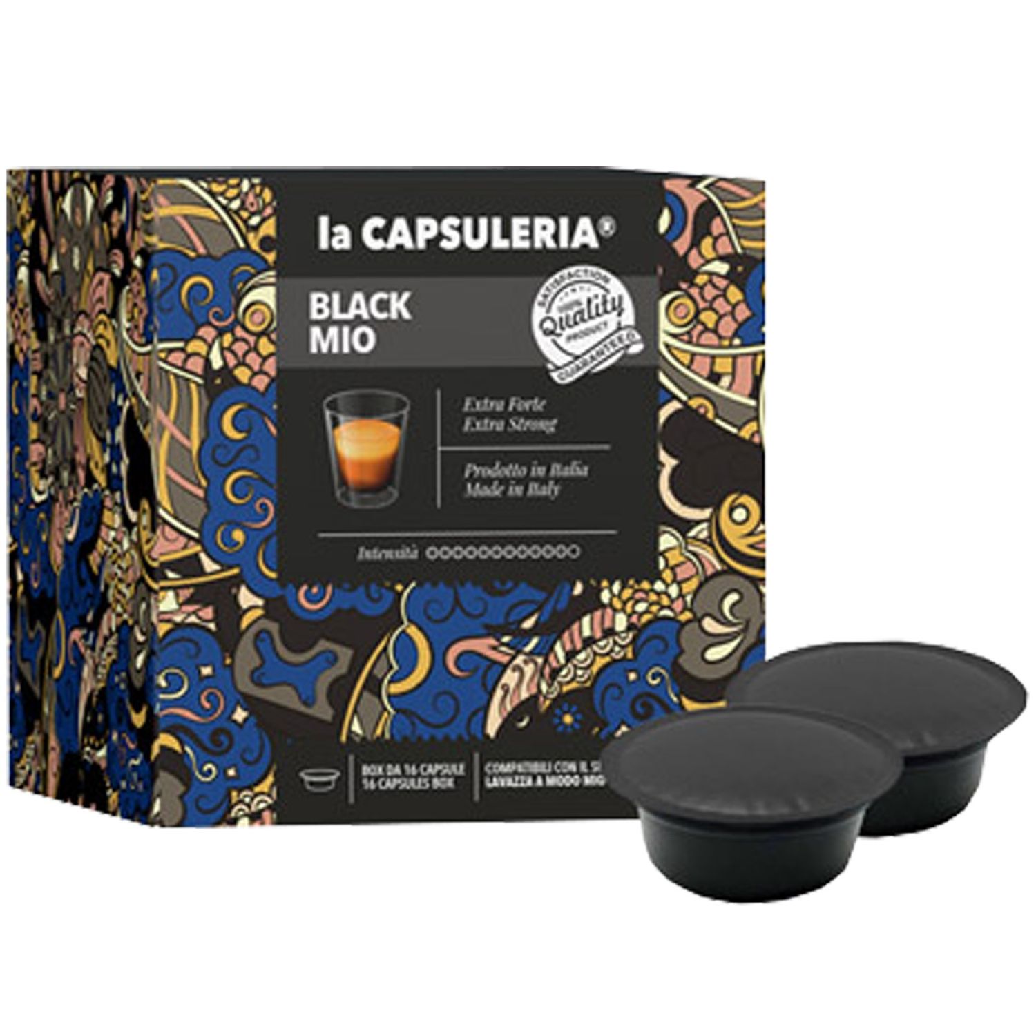 Set 16 capsule cafea Black Mio, compatibile Lavazza a Modo Mio, La Capsuleria fotografia produsului