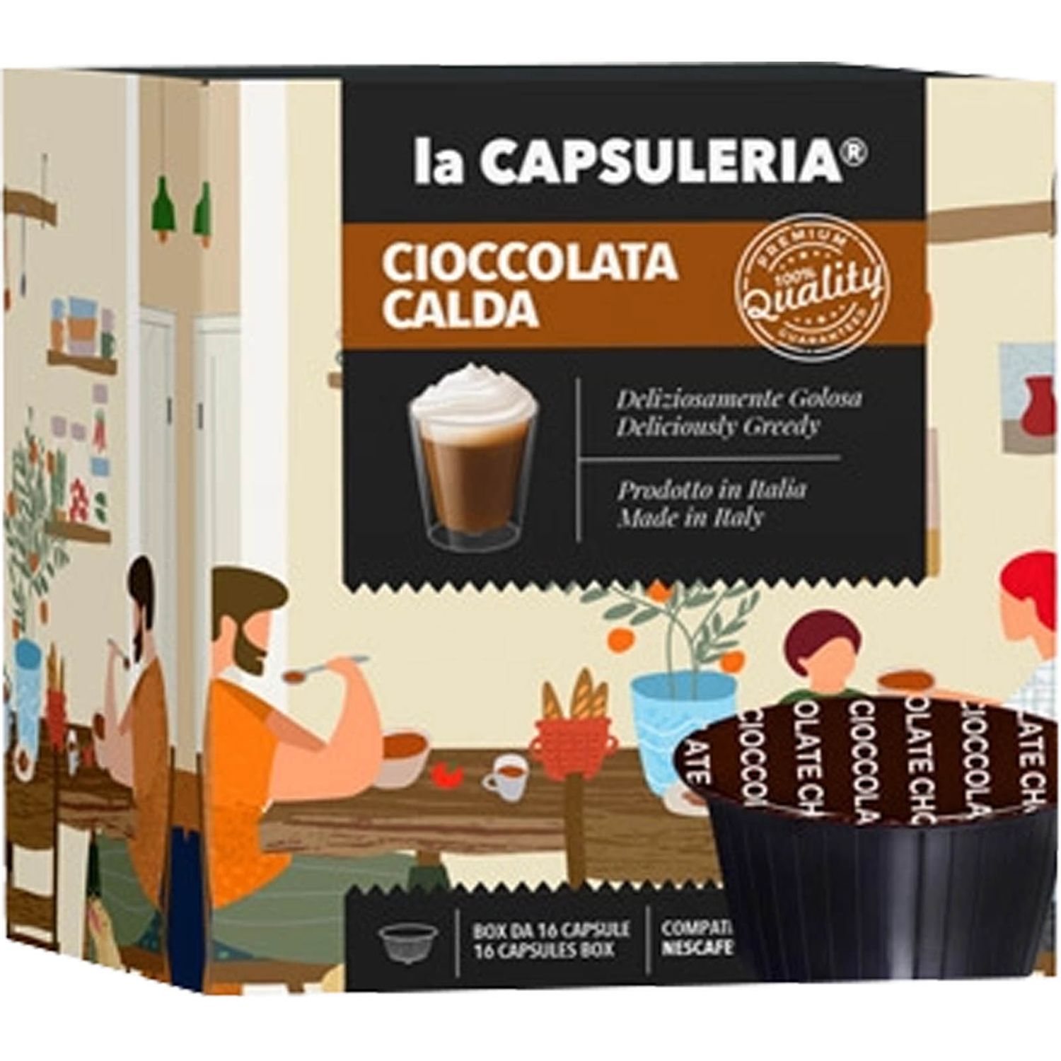 Set 16 capsule Ciocolata Calda, compatibile Dolce Gusto, La Capsuleria fotografia produsului