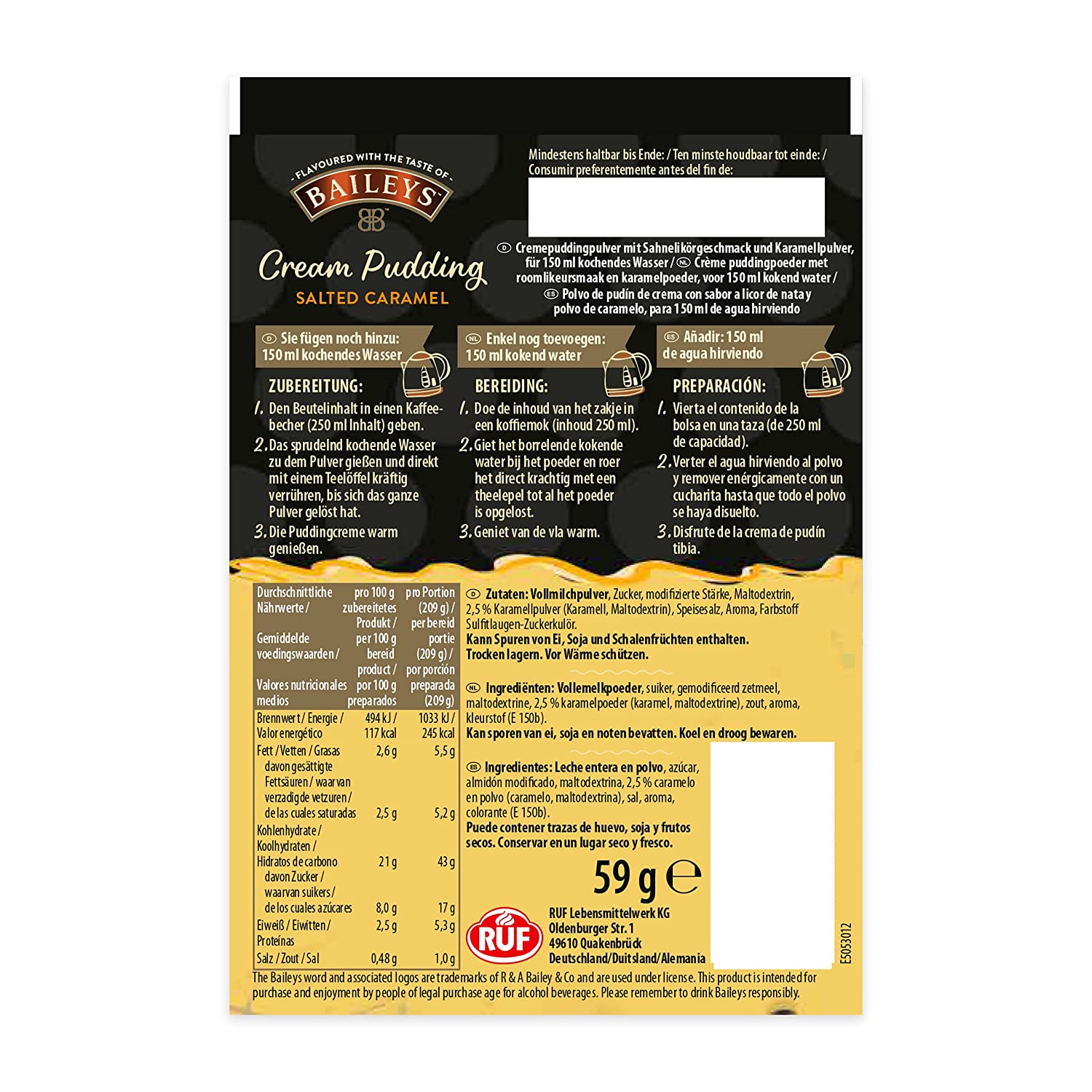 Budinca Baileys clasic, 60 g fotografia produsului View 2 L