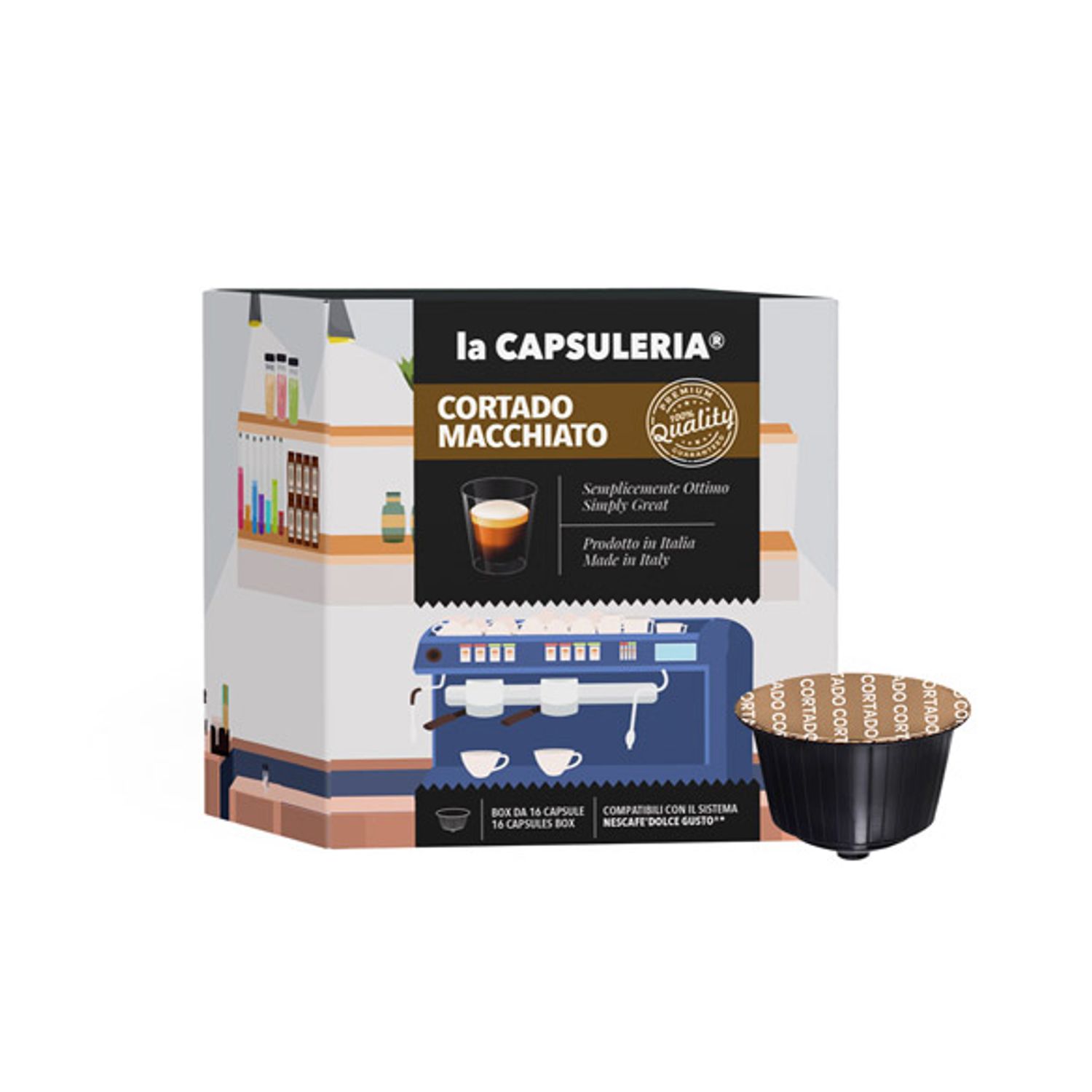 Set 96 capsule Cortado Macchiato, compatibile Nescafe Dolce Gusto, La Capsuleria fotografia produsului View 2 L