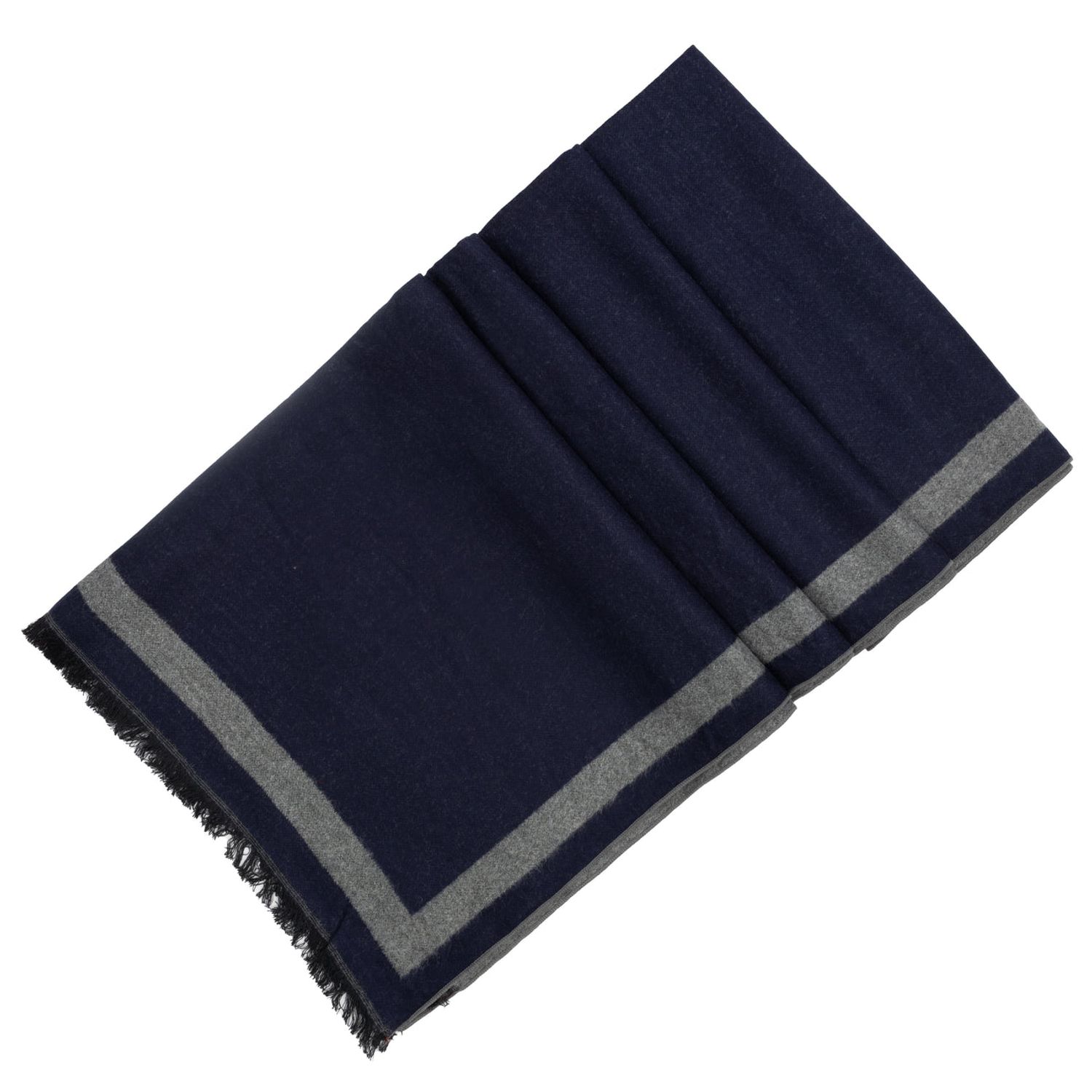 Esarfa casmir gri/bluemarin cu model, Pashma. 170 x 70 cm fotografia produsului View 3 L