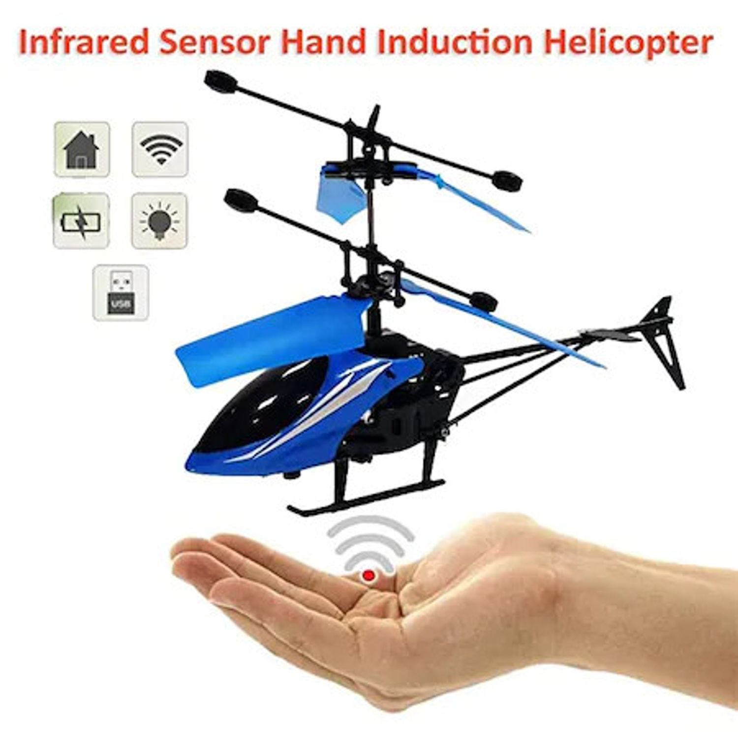 Jucarie Elicopter cu inductie si senzor inteligent, albastru fotografia produsului