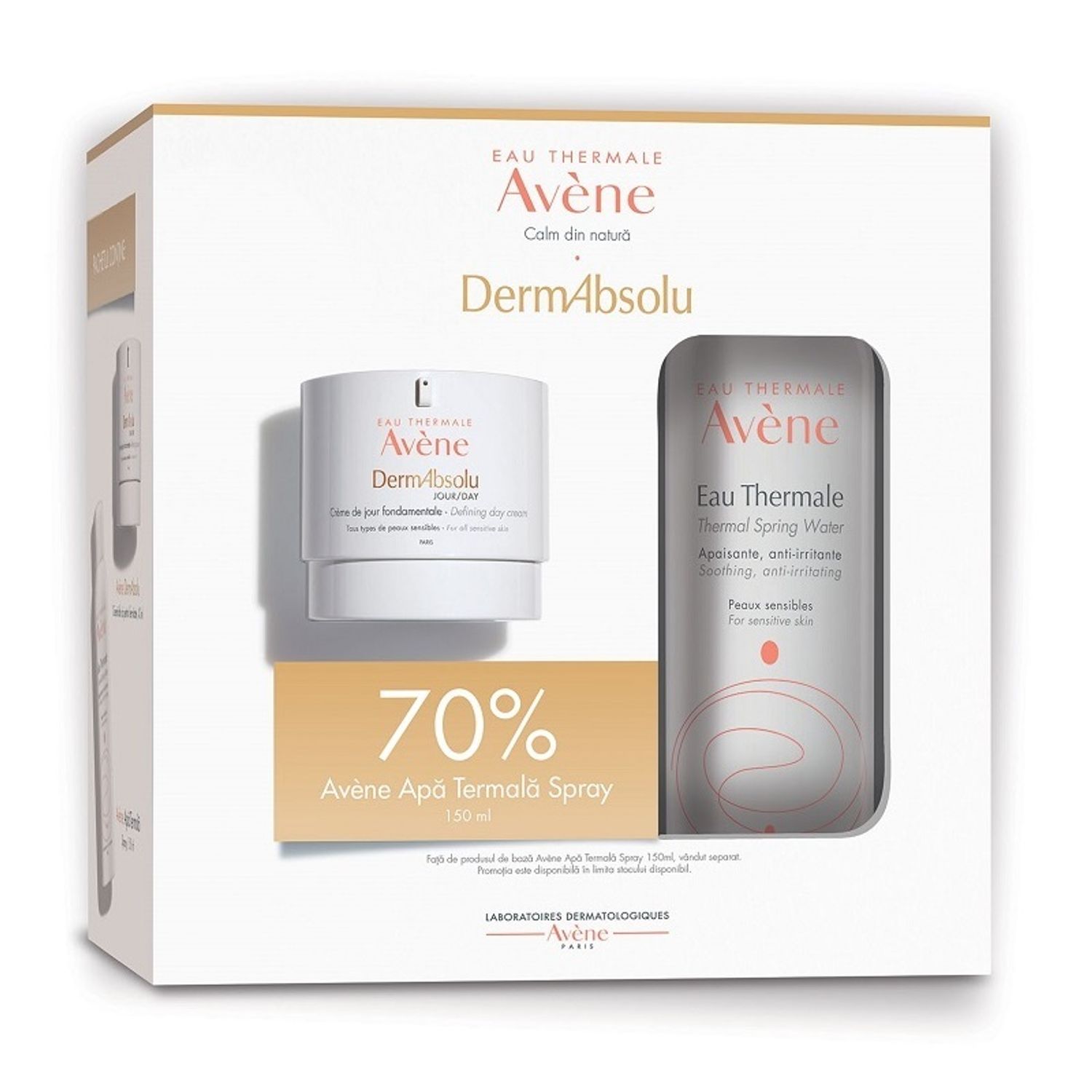Pachet Crema de zi pentru fermitate DermAbsolu, 40 ml + Apa termala spray, 150 ml, Avene fotografia produsului