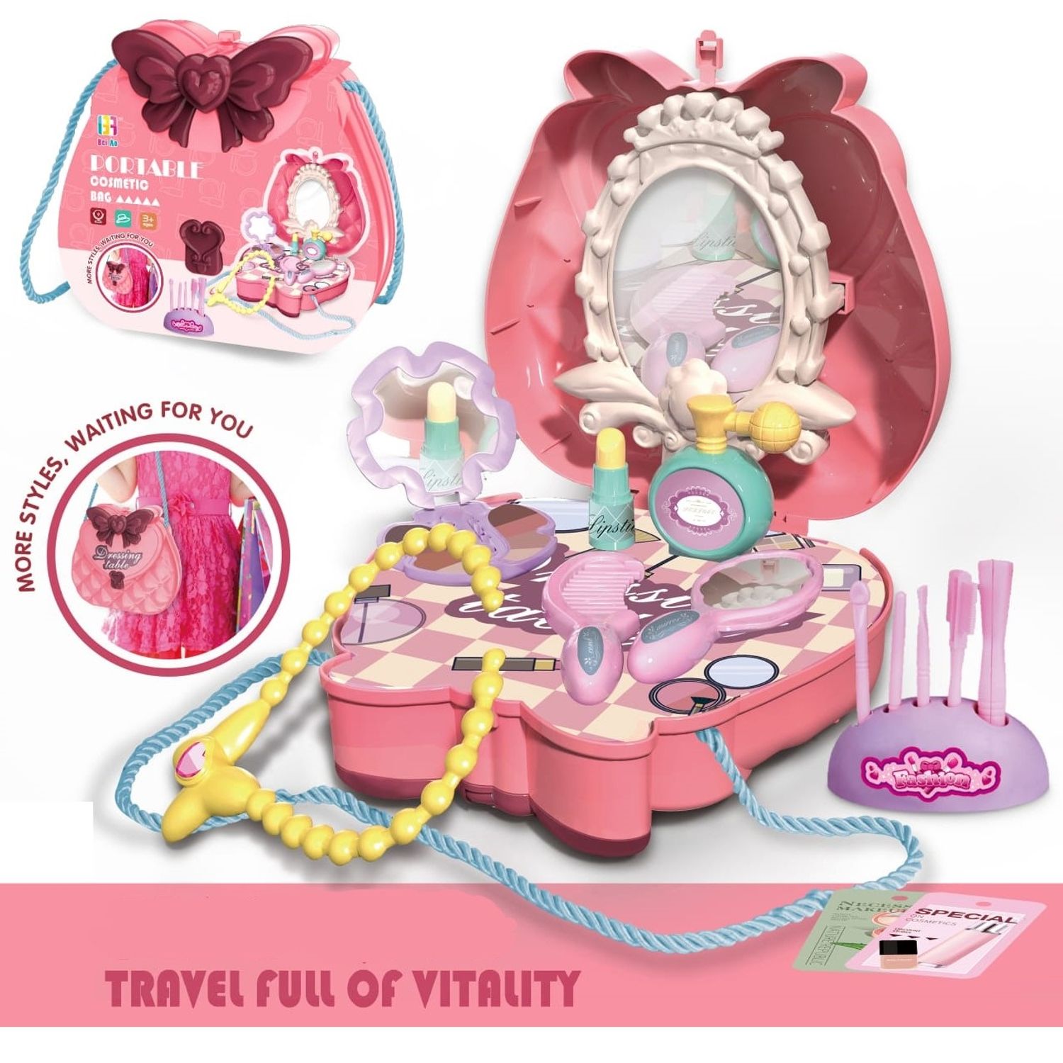 Set Joaca Geanta de Umar cu Acesorii Cosmetice, 18 piese fotografia produsului View 2 L