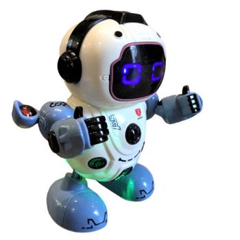 Robot dansator, rotativ, cu muzica, luminite, alb/albastru, Cezarino