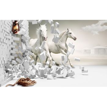 Autocolant Cai albi prin zid 270 x 200 cm