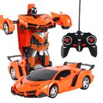 Masina TRANSFORMER AUTObot interactiv cu Telecomanda, Sunete + Lumini specifice, Portocalie fotografia produsului View 2 S