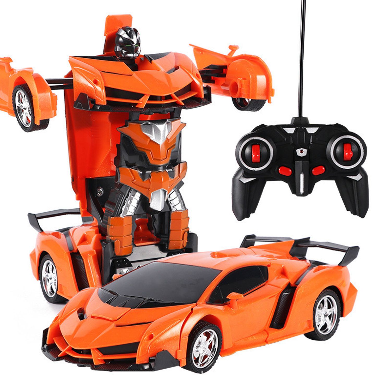Masina TRANSFORMER AUTObot interactiv cu Telecomanda, Sunete + Lumini specifice, Portocalie fotografia produsului View 2 L