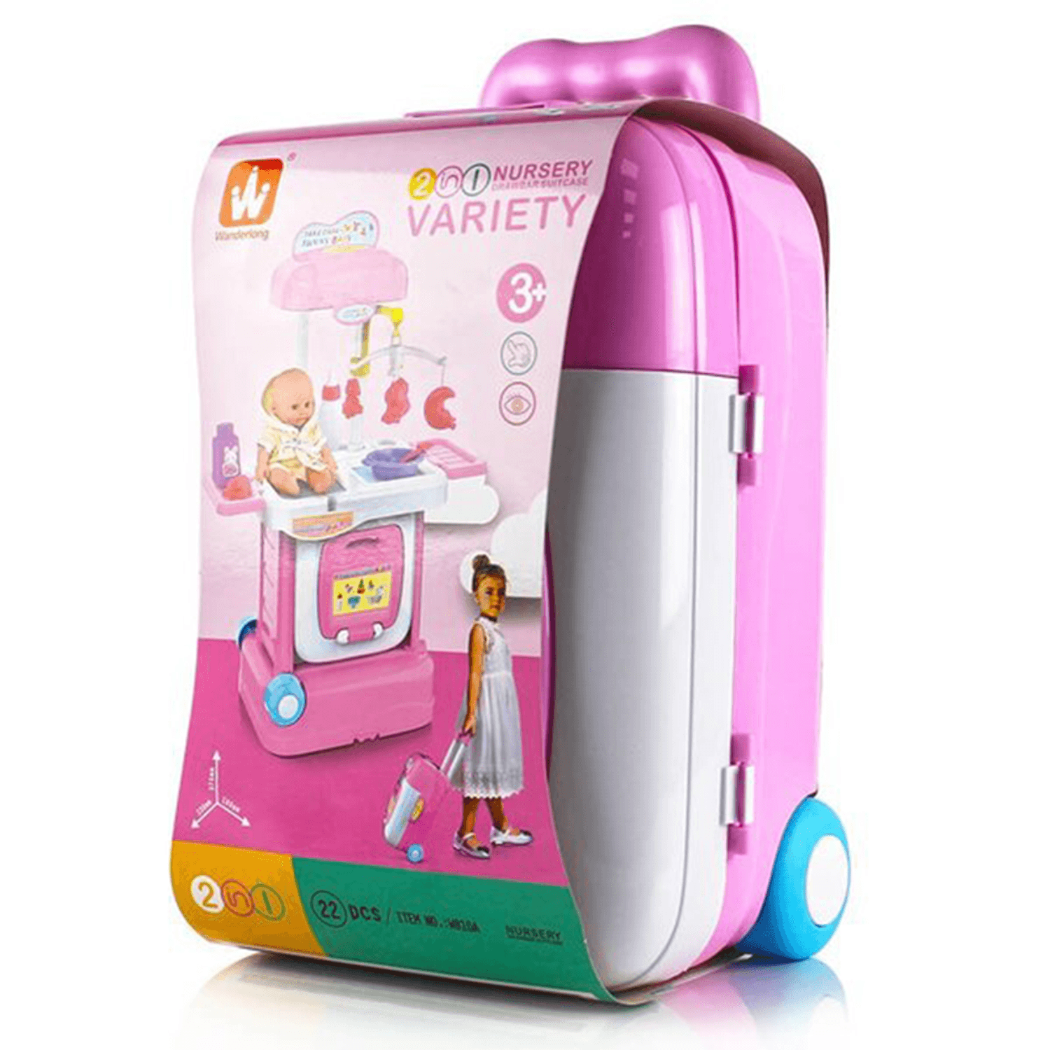 Set Nursery si Troller 2 in 1 cu accesorii, sunete si lumini, roz/alb fotografia produsului View 3 L