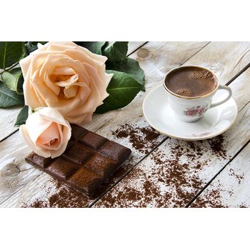 Autocolant Cafea cu trandafiri 270 x 200 cm
