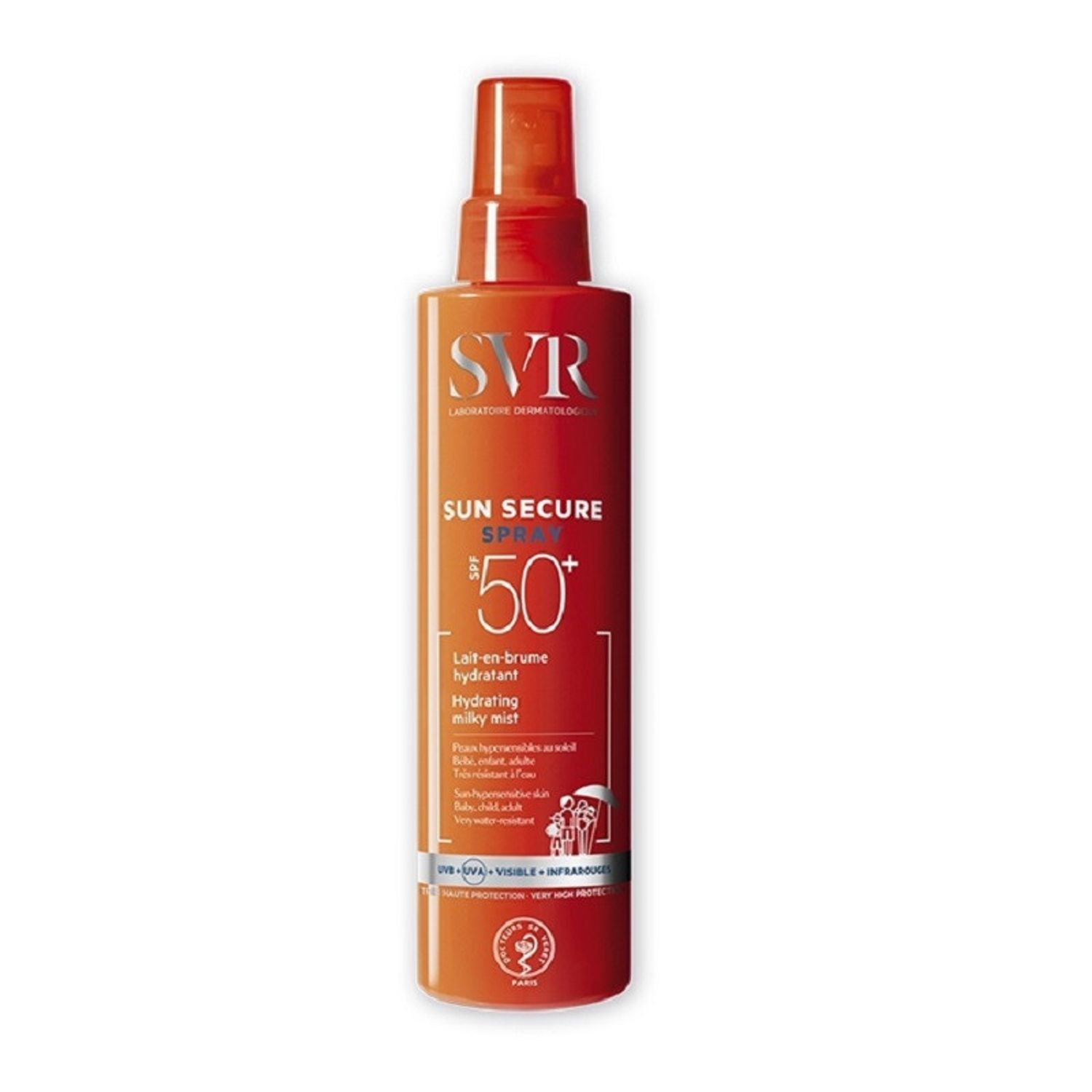 Lapte-spray hidratant SPF 50+ Sun Secure, 200 ml, SVR fotografia produsului