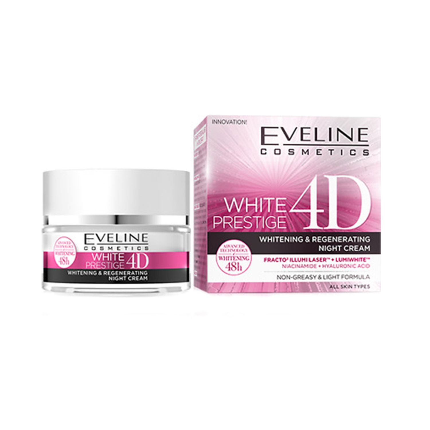 Crema de noapte Eveline Cosmetics, White Prestige 4D, femei, 50 ml fotografia produsului