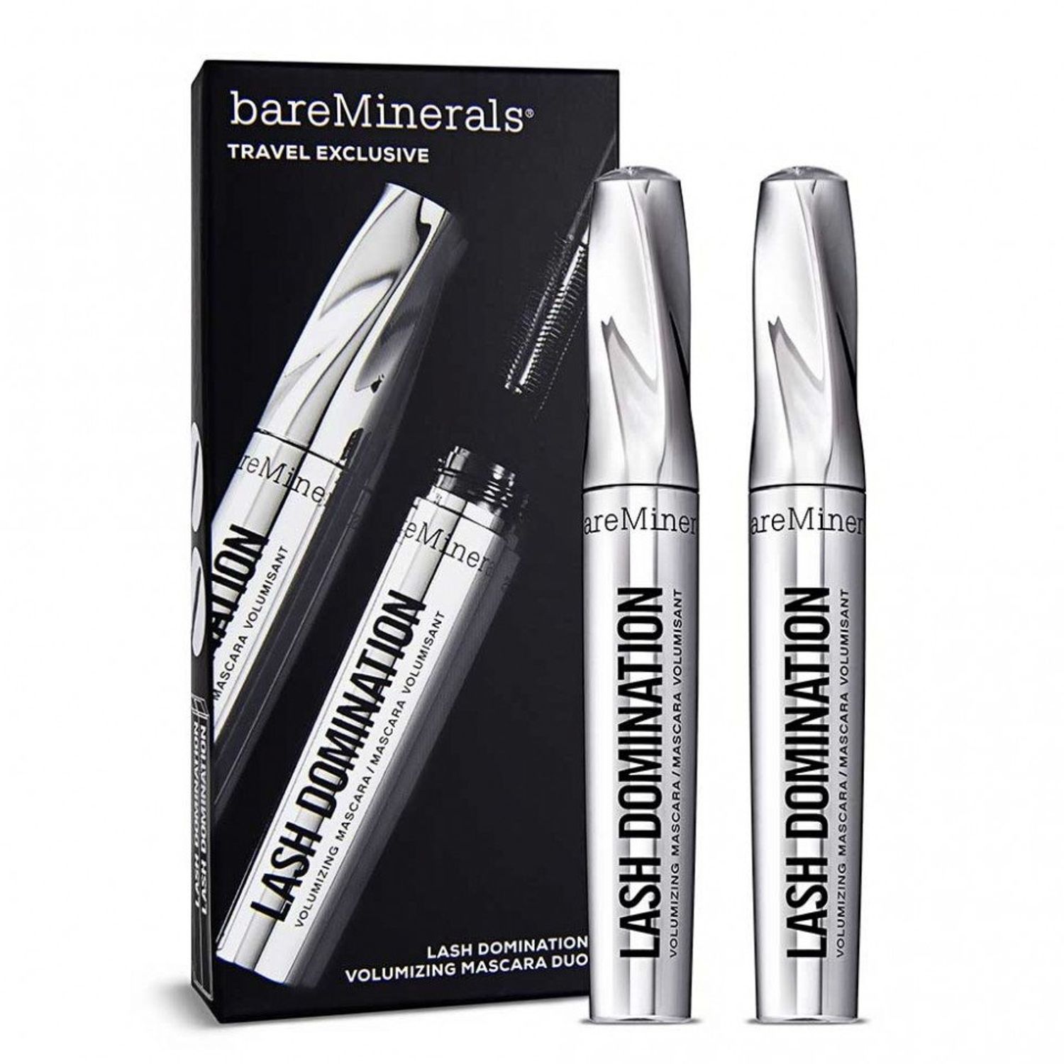 Set Mascara Duo BareMinerals Lash Domination Volumizing Black, 2 x 11 ml fotografia produsului