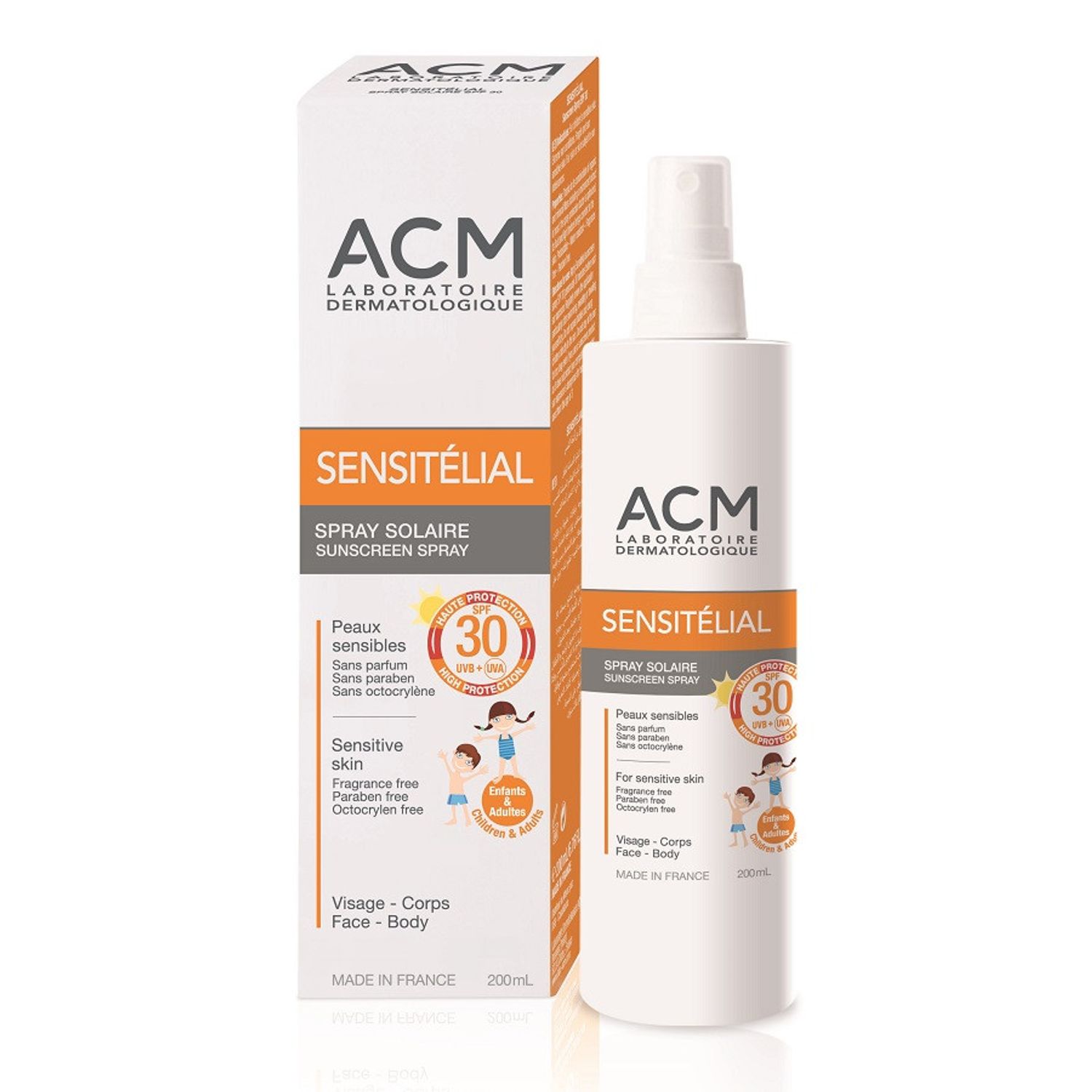 Spray protectie solara copii SPF 30 Sensitelial ACM fotografia produsului