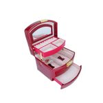 Cutie de bijuterii Secret Love din piele ecologica tip croco, eleganta,stil cufar, contine cheie,culoare rosie,15 cm, doty fotografia produsului