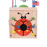 Cub din lemn educativ Ladybug 6 in 1, cu multiple activitati, ceas, numaratoare.roata, labirint, dezvolta gandirea si imaginatia,bej, doty fotografia produsului View 2 S
