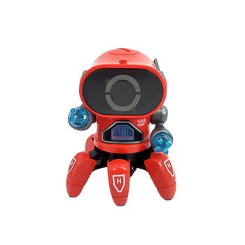 Robot de jucarie pentru copii Dancing Squid, efecte luminoase si sonore, danseaza, design modern, 19 cm, rosu, Doty