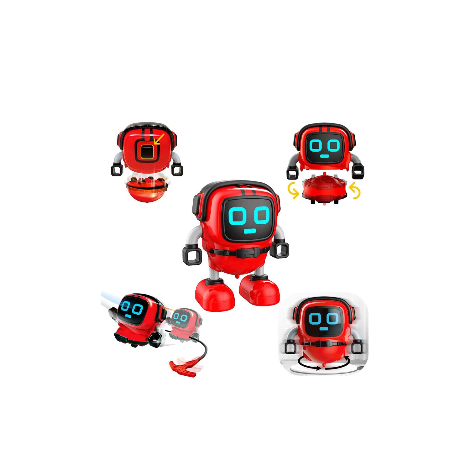 Robot Spin Mini RedBOT, detasabil, design modern, tip titirez, manual,interactiv, 10x9 cm, rosu, Doty fotografia produsului View 6 L