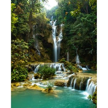 Autocolant Cascada verde din Laos 135 x 225 cm
