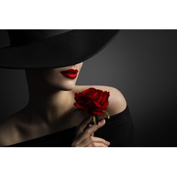 Fototapet Portret femeie, fashion, trandafir rosu 2, 250 x 200 cm Blueback MAT imagine noua 2022