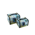 2 cutii Double Coffer,materiale de calitate,design cu flori si fluturi, maner, usor si practic fotografia produsului