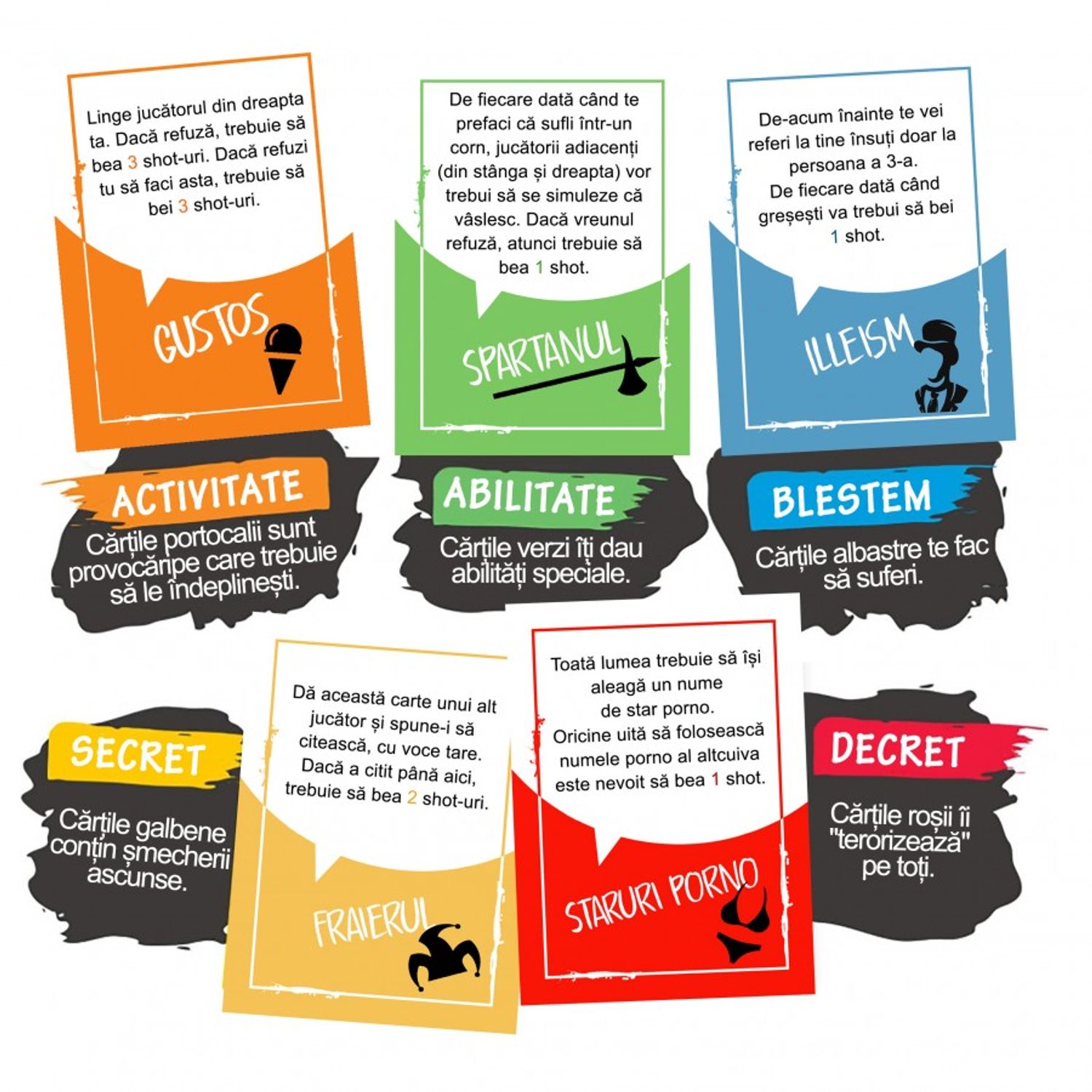 Ceat Brita, joc de carti pentru petreceri. Limba romana, pentru adulti, contine 125 de carti de joc cu provocari haioase fotografia produsului View 15 L