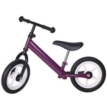 Bicicleta fara pedale violet cu jante albe